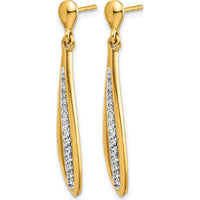 14K Yellow Gold Diamond Drop Earrings with Natural Round Diamonds - 0.073 Carat Total Diamond Weight by Monteluci Fine Jewelry
