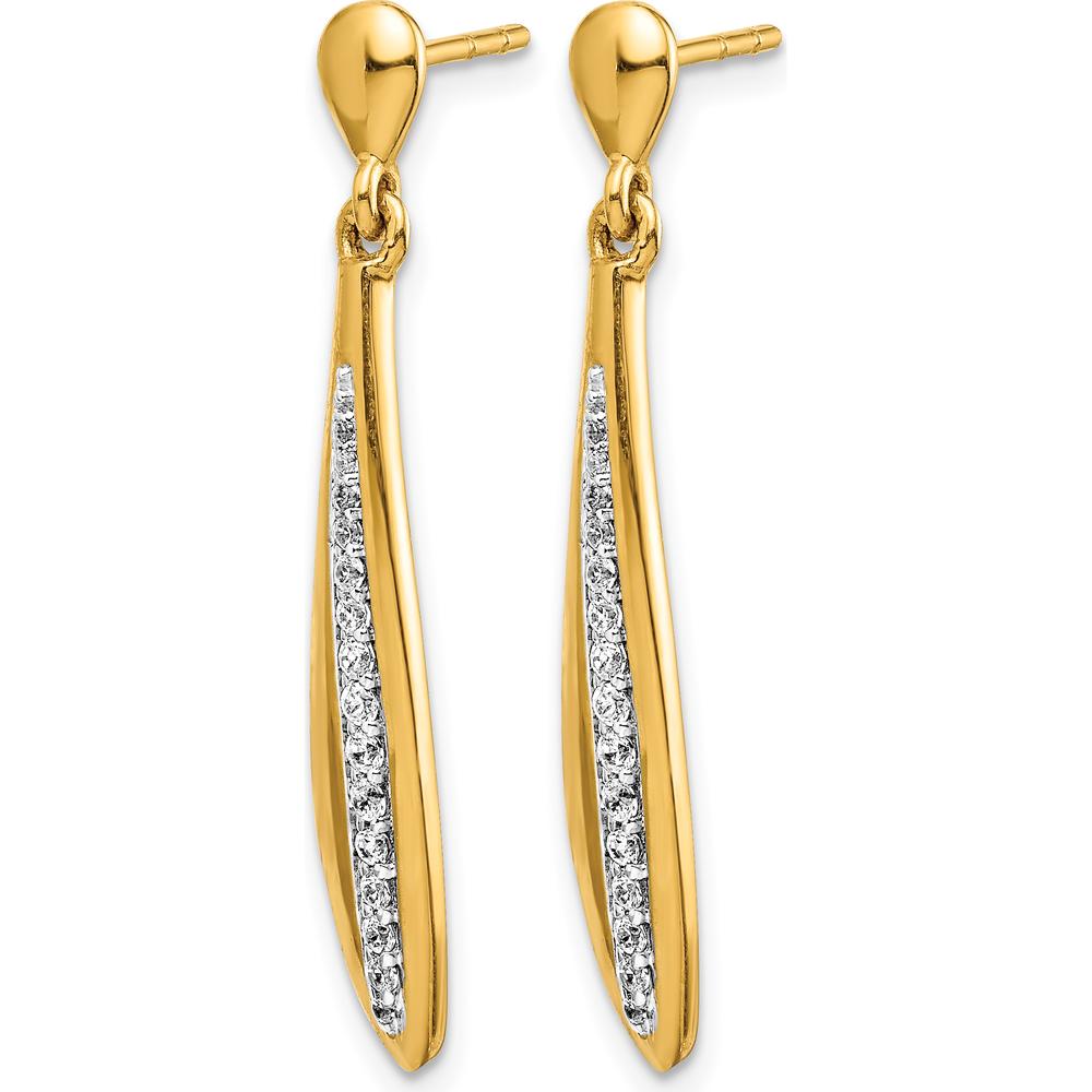14K Yellow Gold Diamond Drop Earrings with Natural Round Diamonds - 0.073 Carat Total Diamond Weight by Monteluci Fine Jewelry