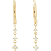 14K Yellow Gold Diamond Drop Earrings with Prong-Set Round Diamonds - 0.15 Carat Total Diamond Weight