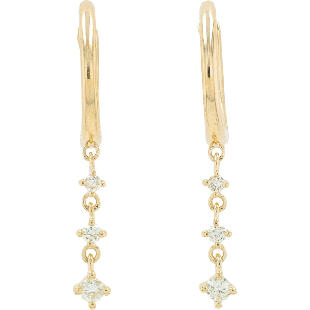 14K Yellow Gold Diamond Drop Earrings with Prong-Set Round Diamonds - 0.15 Carat Total Diamond Weight