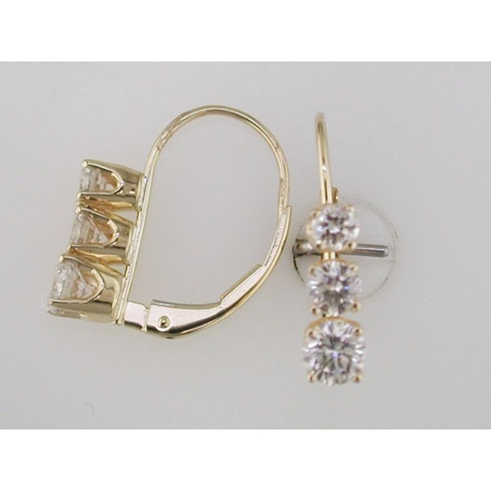 14K Yellow Gold Diamond Drop Earrings with Round Cut Diamonds - 1.00 Carats Total Diamond Weight