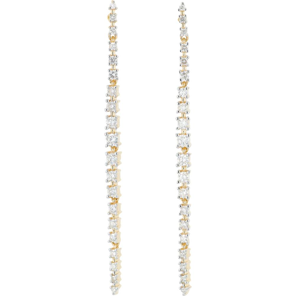 14K Yellow Gold Diamond Drop Earrings with Round Diamonds - 0.80 Carat Total Diamond Weight