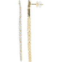 14K Yellow Gold Diamond Drop Earrings with Round Diamonds - 0.80 Carat Total Diamond Weight