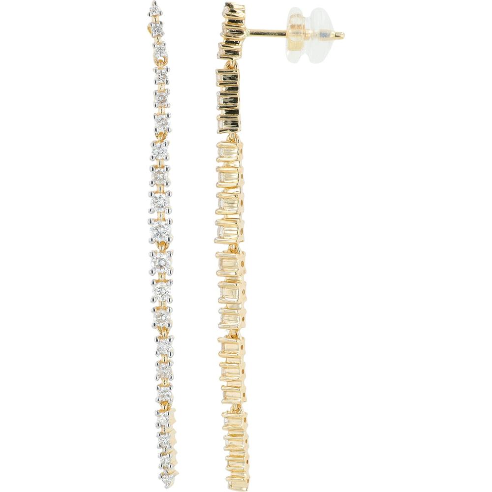 14K Yellow Gold Diamond Drop Earrings with Round Diamonds - 0.80 Carat Total Diamond Weight