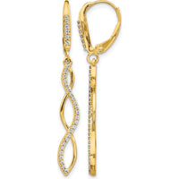 14K Yellow Gold Diamond Drop Leverback Earrings with 60 Round Diamonds - 0.011 Carats Total Diamond Weight by Monteluci Fine Jewelry