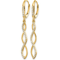 14K Yellow Gold Diamond Drop Leverback Earrings with 60 Round Diamonds - 0.011 Carats Total Diamond Weight by Monteluci Fine Jewelry