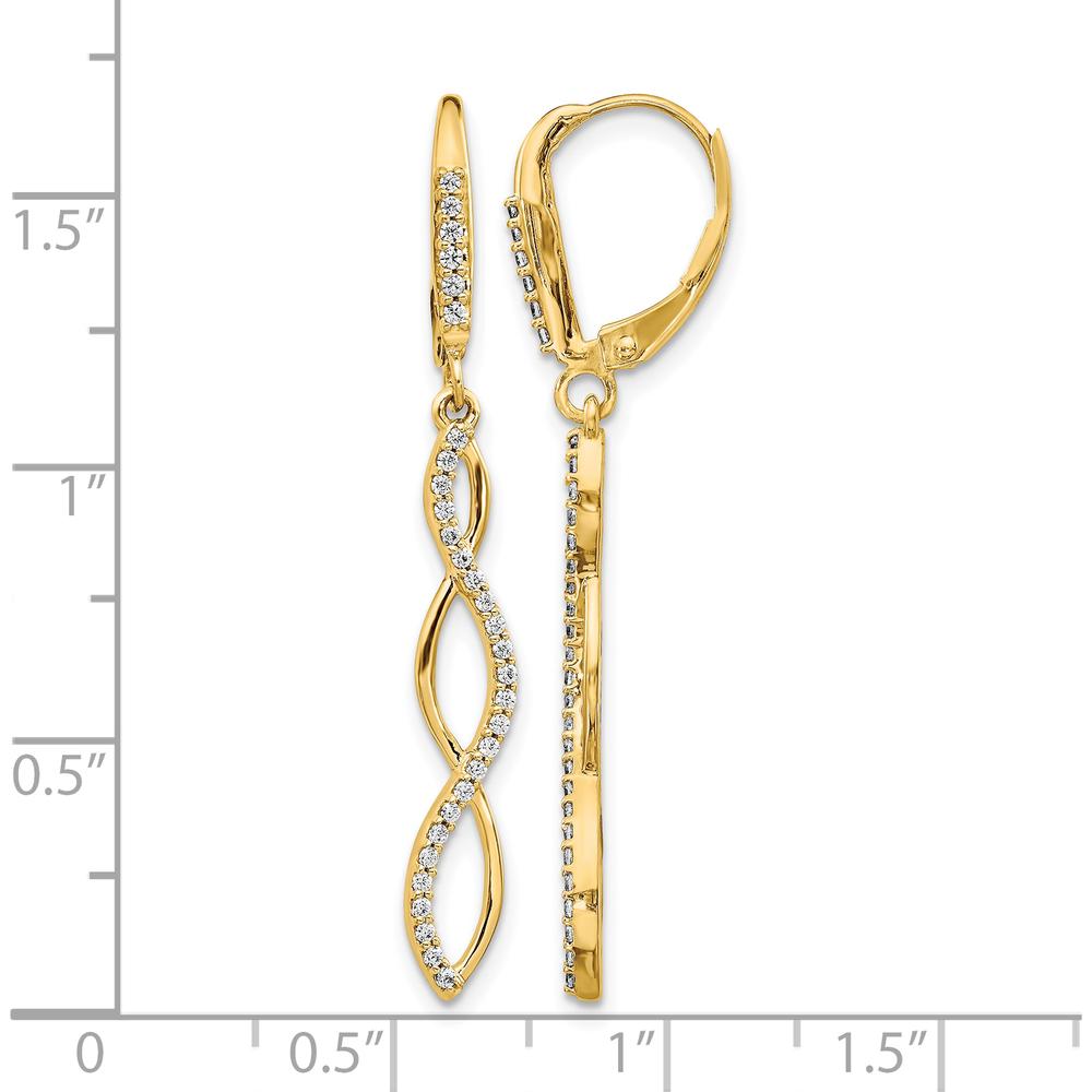 14K Yellow Gold Diamond Drop Leverback Earrings with 60 Round Diamonds - 0.011 Carats Total Diamond Weight by Monteluci Fine Jewelry