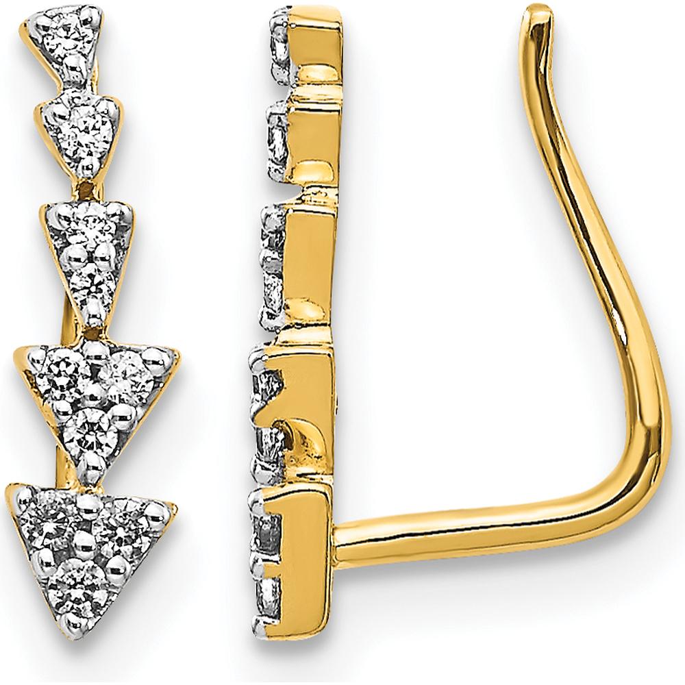 14K Yellow Gold Diamond Ear Climber Earrings - 0.033 Carats Total Diamond Weight by Monteluci Fine Jewelry