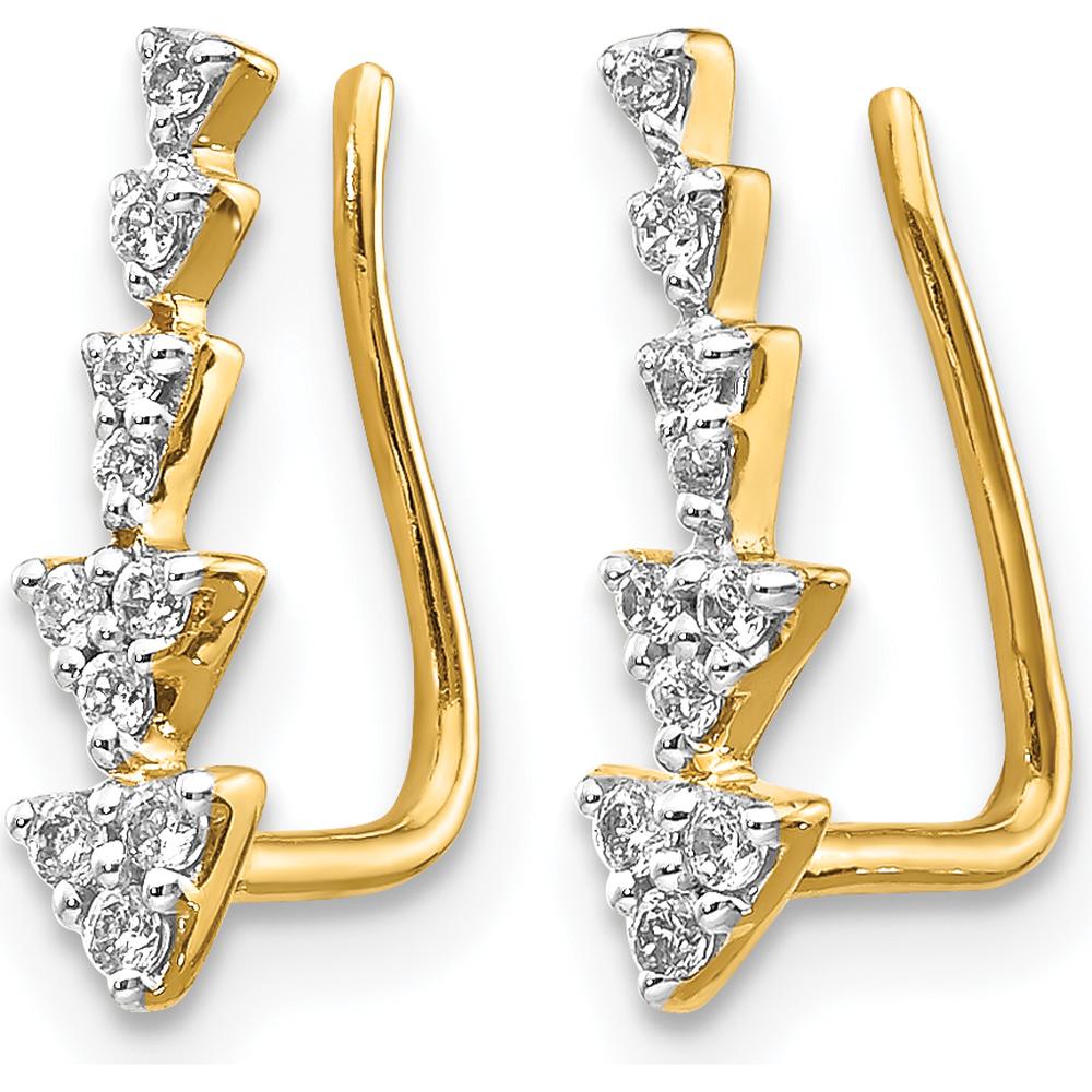 14K Yellow Gold Diamond Ear Climber Earrings - 0.033 Carats Total Diamond Weight by Monteluci Fine Jewelry