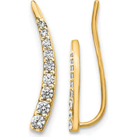14K Yellow Gold Diamond Ear Climbers with Round Cut Diamonds - 0.072 Carats Total Diamond Weight by Oro Pregiato