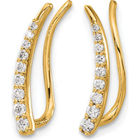 14K Yellow Gold Diamond Ear Climbers with Round Cut Diamonds - 0.072 Carats Total Diamond Weight by Oro Pregiato