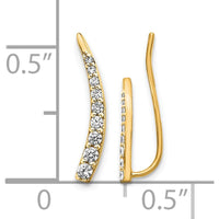 14K Yellow Gold Diamond Ear Climbers with Round Cut Diamonds - 0.072 Carats Total Diamond Weight by Oro Pregiato