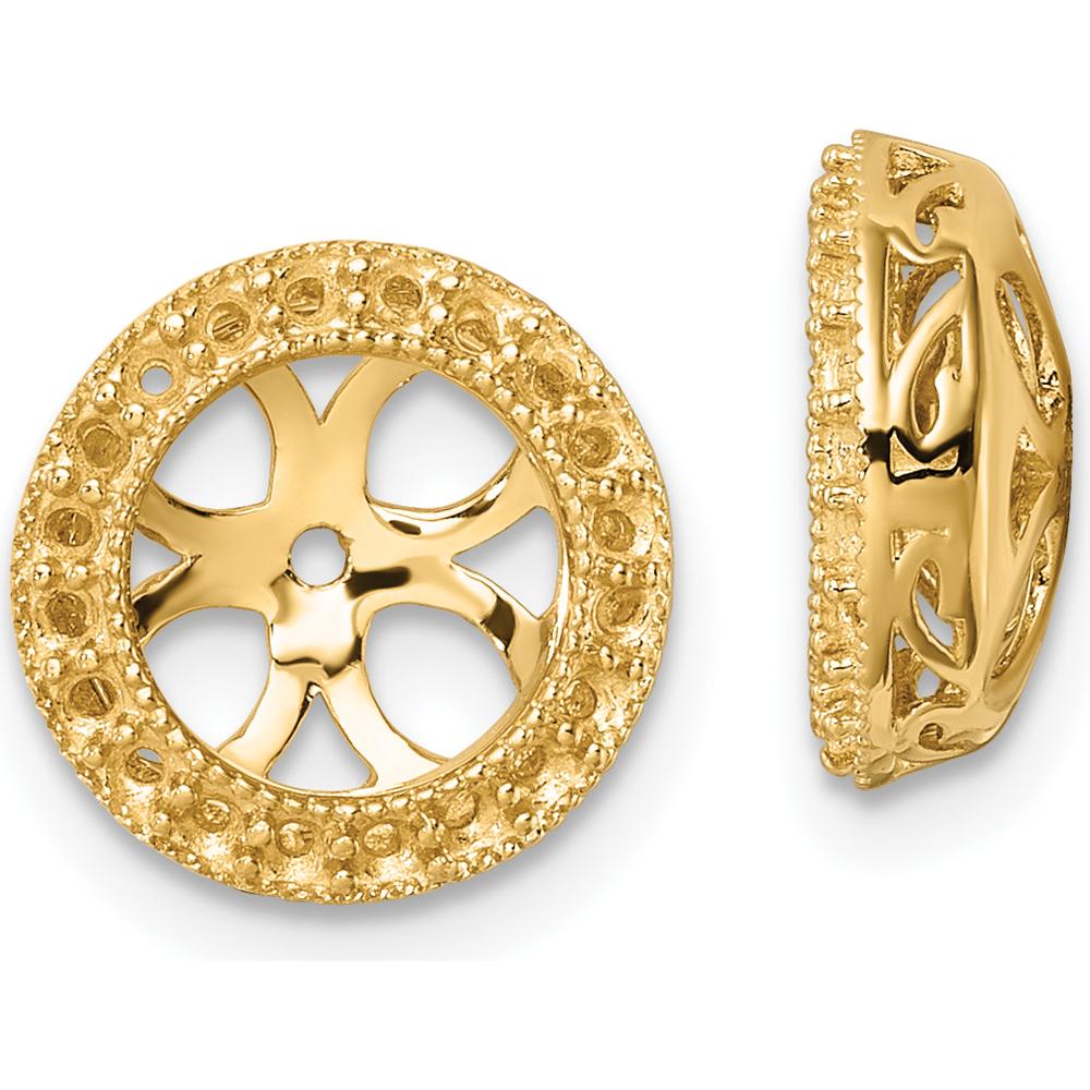 14K Yellow Gold Diamond Earring Jacket Mountings - 40 Round Stones Total Carat Weight 0.56 Carat by Oro Pregiato