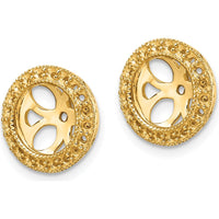 14K Yellow Gold Diamond Earring Jacket Mountings - 40 Round Stones Total Carat Weight 0.56 Carat by Oro Pregiato