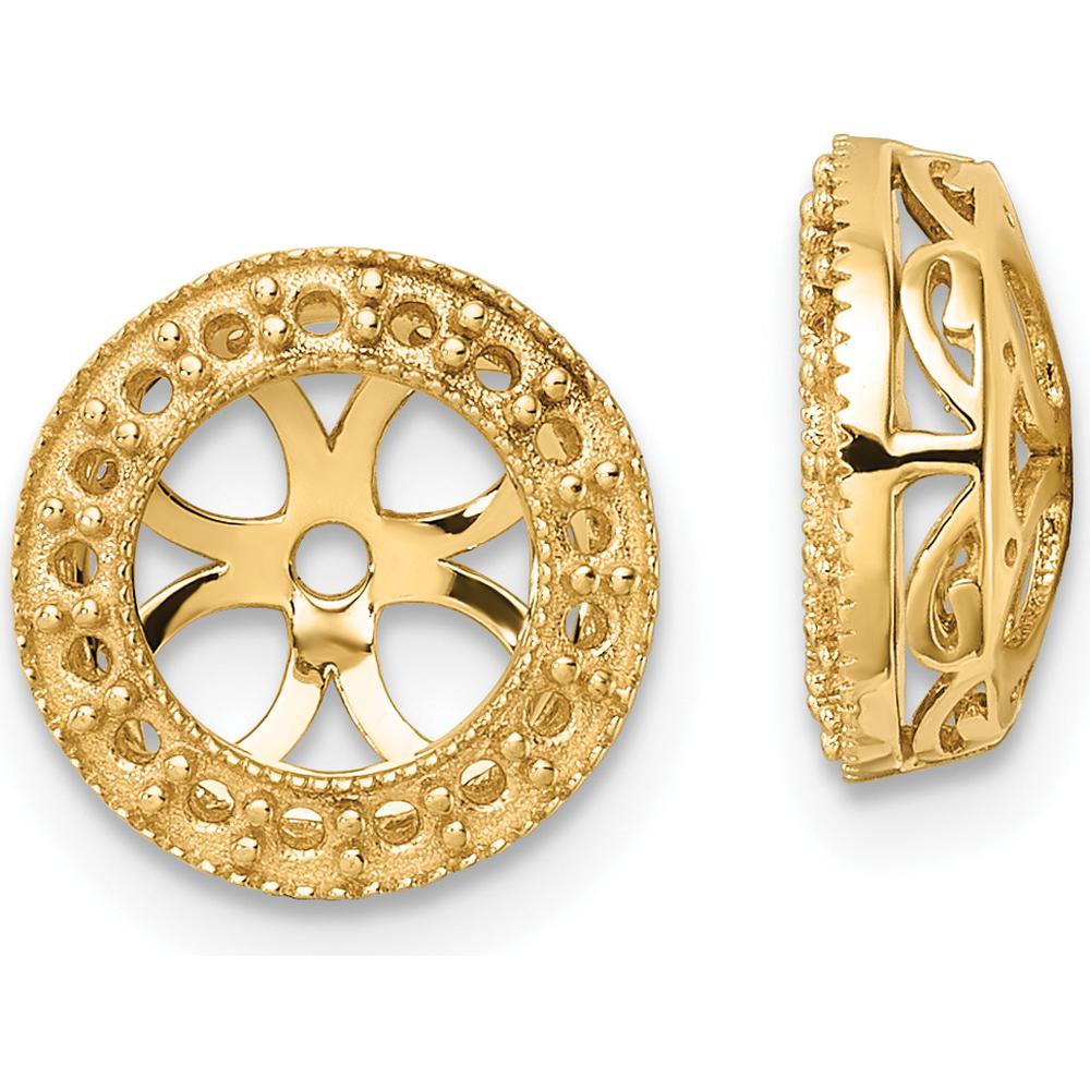 14K Yellow Gold Diamond Earring Jacket Mountings with 34 Round Diamonds - 1.42 Carat Total Diamond Weight by Oro Pregiato