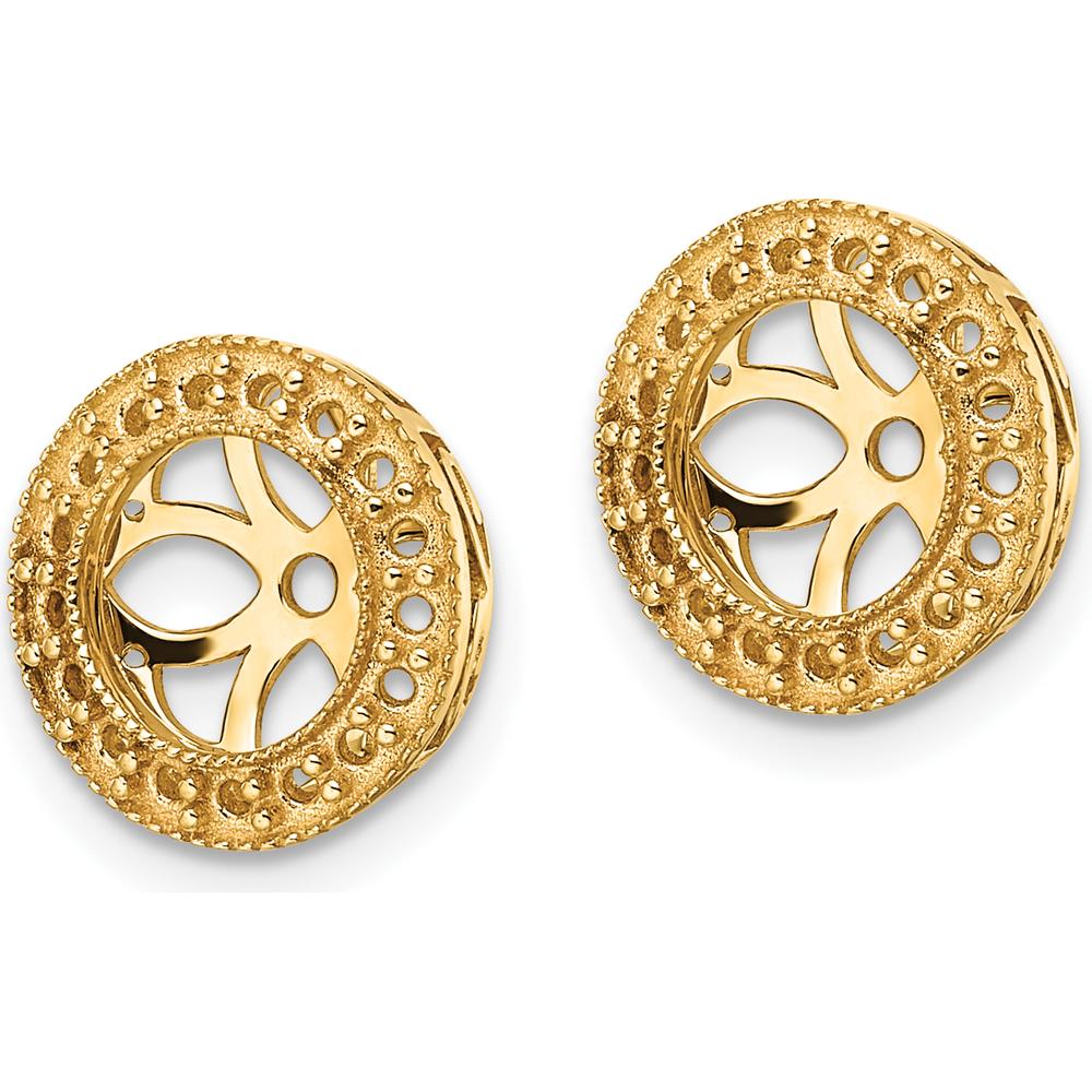 14K Yellow Gold Diamond Earring Jacket Mountings with 34 Round Diamonds - 1.42 Carat Total Diamond Weight by Oro Pregiato