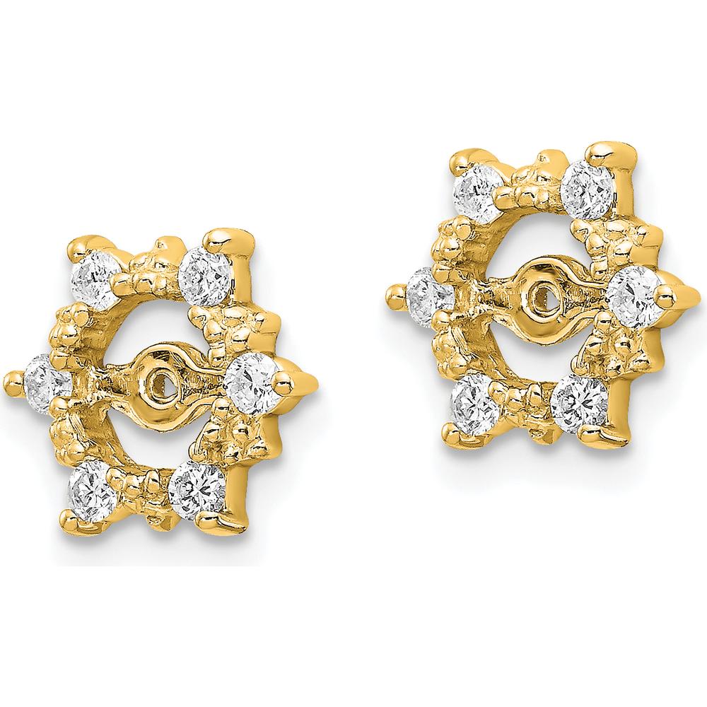 14K Yellow Gold Diamond Earring Jacket Mountings with Cluster Round Diamonds - 0.03 Carats Total Diamond Weight by Monteluci Fine Jewelry