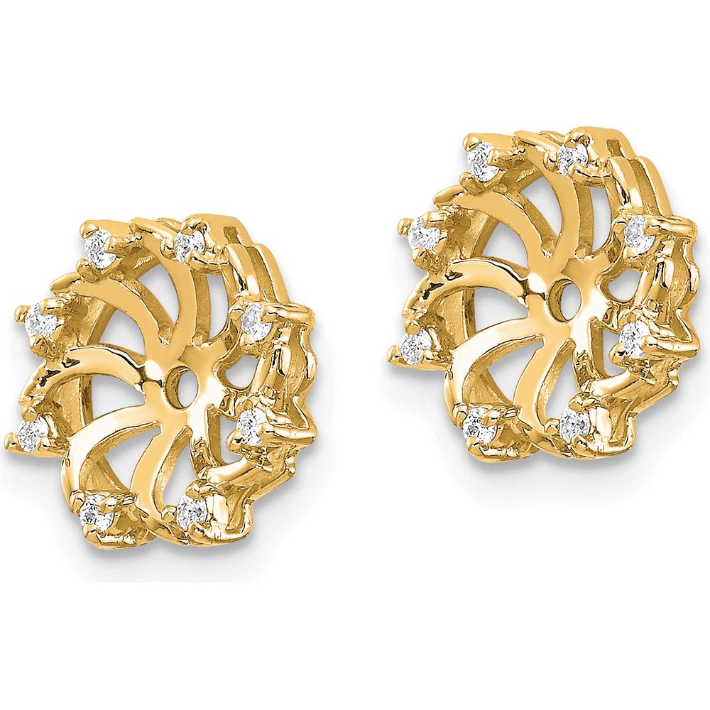 14K Yellow Gold Diamond Earring Jackets with 16 Round Diamonds - 0.064 Carat Total Diamond Weight by Monteluci Fine Jewelry