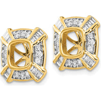14K Yellow Gold Diamond Earring Jackets with Baguette and Round Diamonds - 0.15 Carats Total Diamond Weight by Monteluci Fine Jewelry