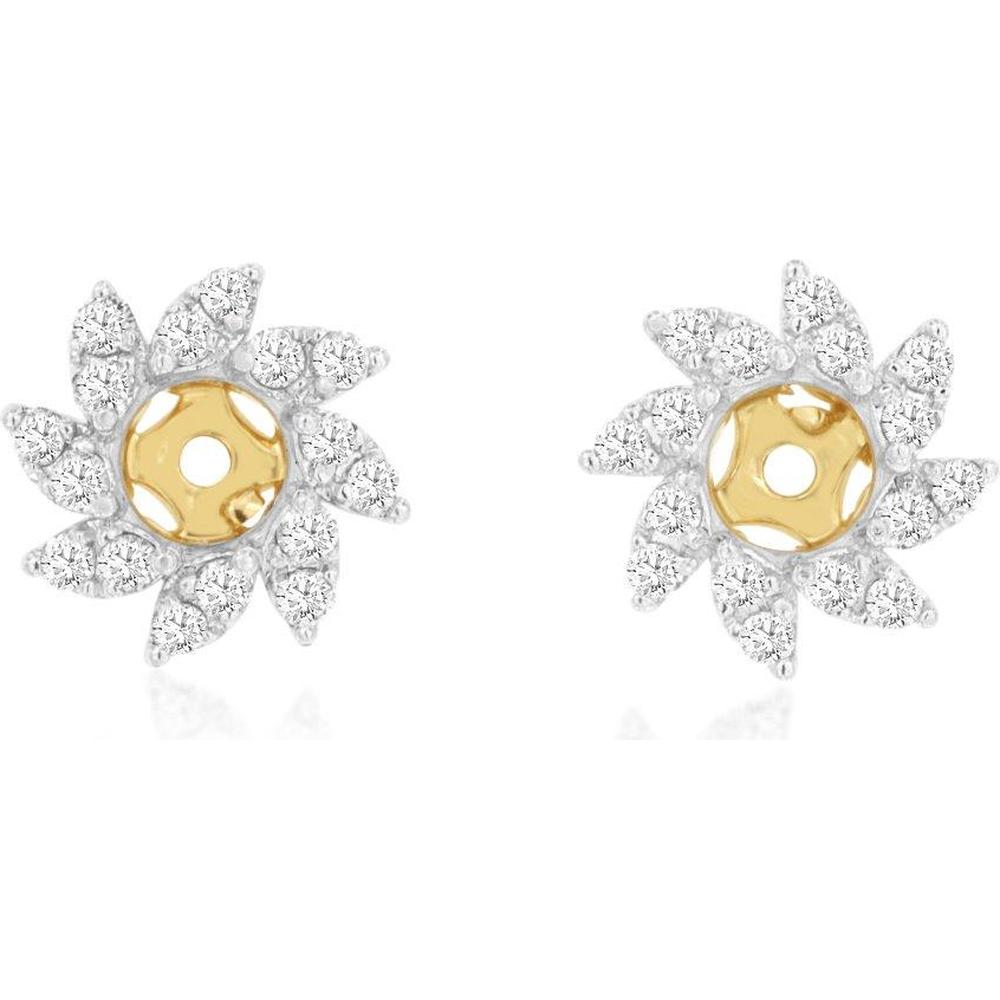 14K Yellow Gold Diamond Earring Jackets with Halo Flower Design - 0.47 Carats Total Diamond Weight
