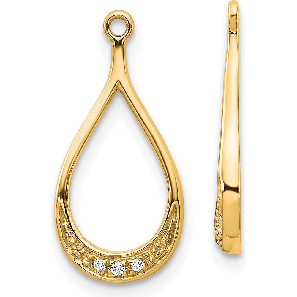 14K Yellow Gold Diamond Earring Jackets with Milgrain Detail and Three Diamonds - 0.30 Carats Total Diamond Weight by Monteluci Fine Jewelry