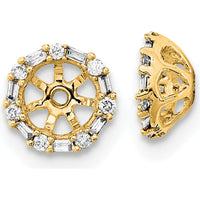 14K Yellow Gold Diamond Earring Jackets with Round and Baguette Diamonds - 0.0078 Carat Total Diamond Weight by Oro Pregiato
