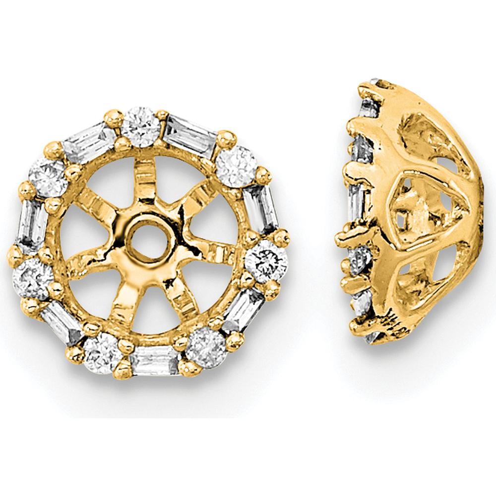 14K Yellow Gold Diamond Earring Jackets with Round and Baguette Diamonds - 0.0078 Carat Total Diamond Weight by Oro Pregiato