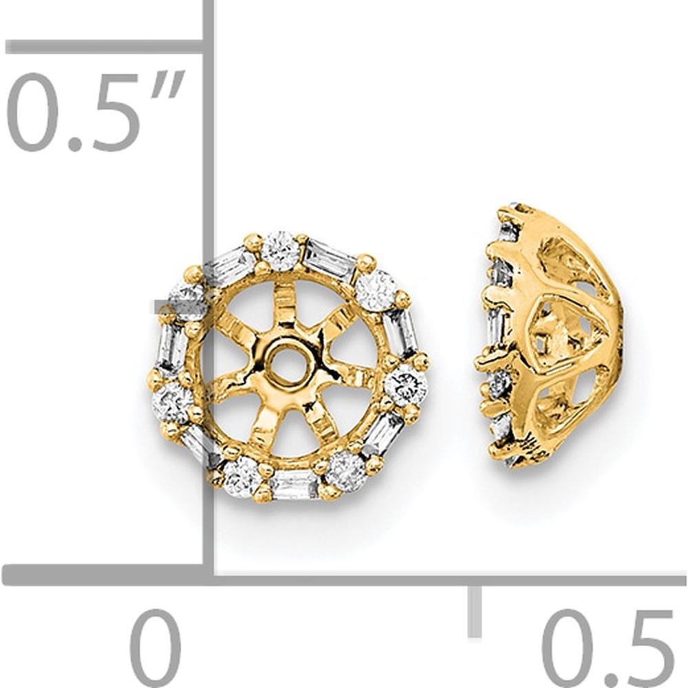 14K Yellow Gold Diamond Earring Jackets with Round and Baguette Diamonds - 0.0078 Carat Total Diamond Weight by Oro Pregiato