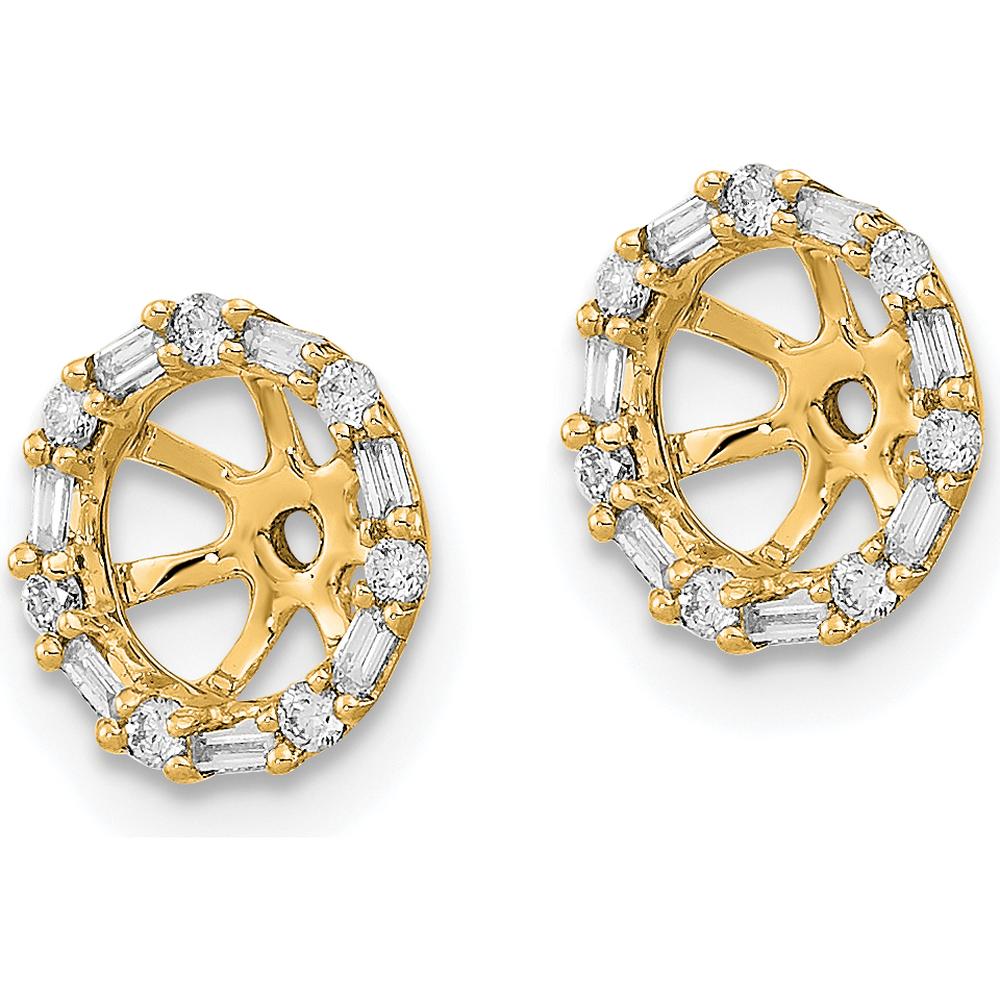 14K Yellow Gold Diamond Earring Jackets with Round and Baguette Diamonds - 0.0136 Carat Total Diamond Weight by Oro Pregiato