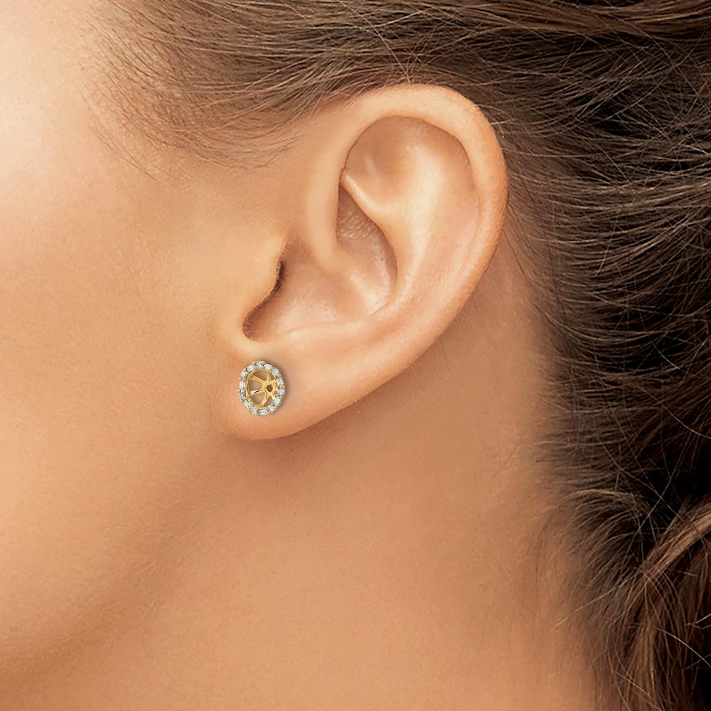 14K Yellow Gold Diamond Earring Jackets with Round and Baguette Diamonds - 0.0136 Carat Total Diamond Weight by Oro Pregiato