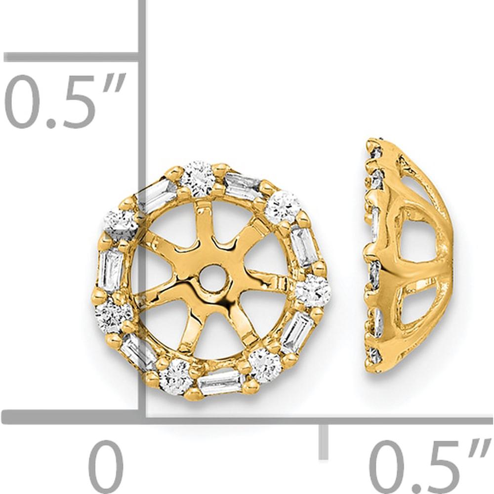 14K Yellow Gold Diamond Earring Jackets with Round and Baguette Diamonds - 0.0136 Carat Total Diamond Weight by Oro Pregiato