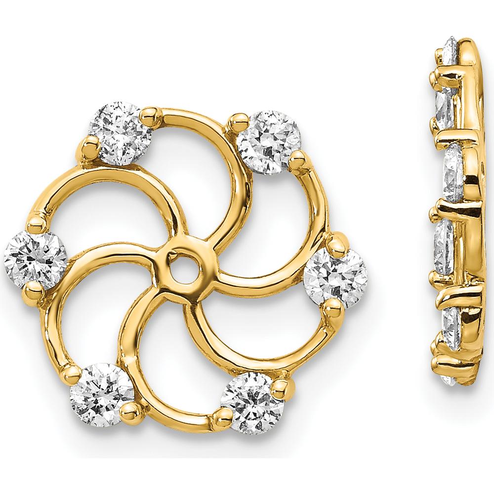 14K Yellow Gold Diamond Earring Jackets with Round Faceted Diamonds - 0.24 Carat Total Diamond Weight by Oro Pregiato