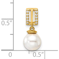 14K Yellow Gold Diamond-Encrusted Freshwater Cultured Pearl Pendant - 1/20 Carat Total Diamond Weight by Monteluci Fine Jewelry