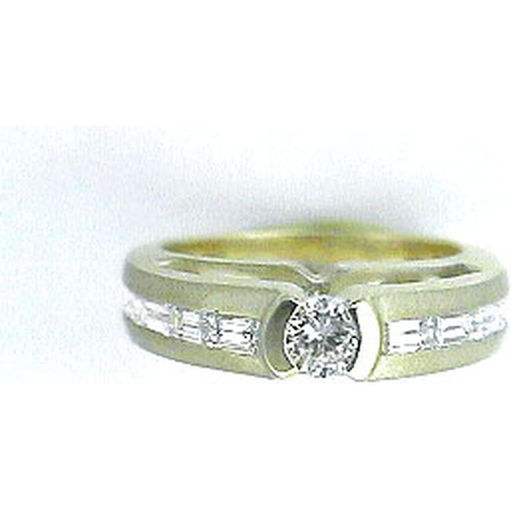 14K Yellow Gold Diamond Engagement Ring with 0.30 Carat Round Center Diamond and 1.25 Carat Round Diamond Accents - 1.55 Carat Total Diamond Weight - Royal Jewelry