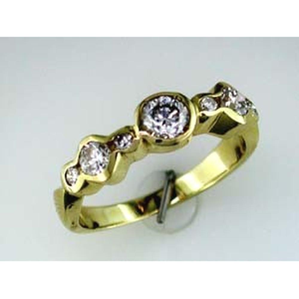 14K Yellow Gold Diamond Engagement Ring with Round 0.40 Carat Center Diamond and 0.50 Carat Round Diamond Accents - Royal Jewelry
