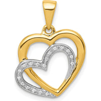 14K Yellow Gold Diamond Entwined Hearts Pendant with 18 Round Diamonds - 0.054 Carat Total Diamond Weight by Monteluci Fine Jewelry