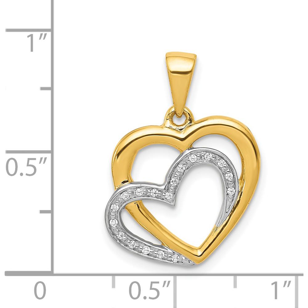 14K Yellow Gold Diamond Entwined Hearts Pendant with 18 Round Diamonds - 0.054 Carat Total Diamond Weight by Monteluci Fine Jewelry
