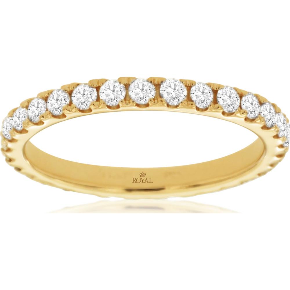 14K Yellow Gold Diamond Eternity Band with Milgrain Detail - 0.90 Carats Total Diamond Weight