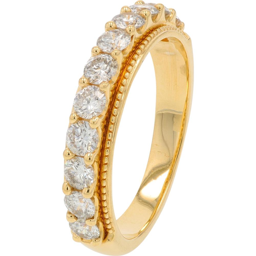 14K Yellow Gold Diamond Eternity Band with Prong - Set Round Diamonds - 1.00 Carat Total Diamond Weight