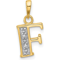14K Yellow Gold Diamond "F" Initial Pendant with Rhodium Accents - 0.02 Carat Total Diamond Weight by Oro Pregiato