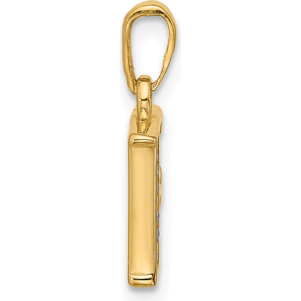 14K Yellow Gold Diamond "F" Initial Pendant with Rhodium Accents - 0.02 Carat Total Diamond Weight by Oro Pregiato