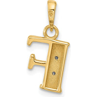 14K Yellow Gold Diamond "F" Initial Pendant with Rhodium Accents - 0.02 Carat Total Diamond Weight by Oro Pregiato