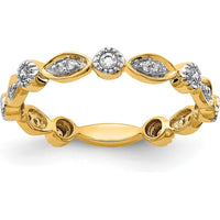 14K Yellow Gold Diamond Fancy Band with Round Cut Diamonds - 0.14 Carat Total Diamond Weight by 0