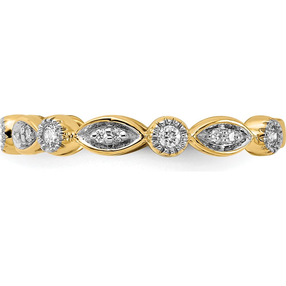 14K Yellow Gold Diamond Fancy Band with Round Cut Diamonds - 0.14 Carat Total Diamond Weight by 0