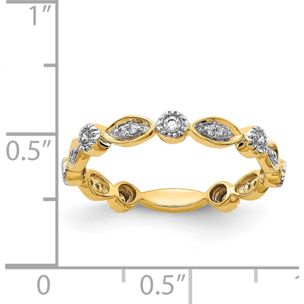 14K Yellow Gold Diamond Fancy Band with Round Cut Diamonds - 0.14 Carat Total Diamond Weight by 0