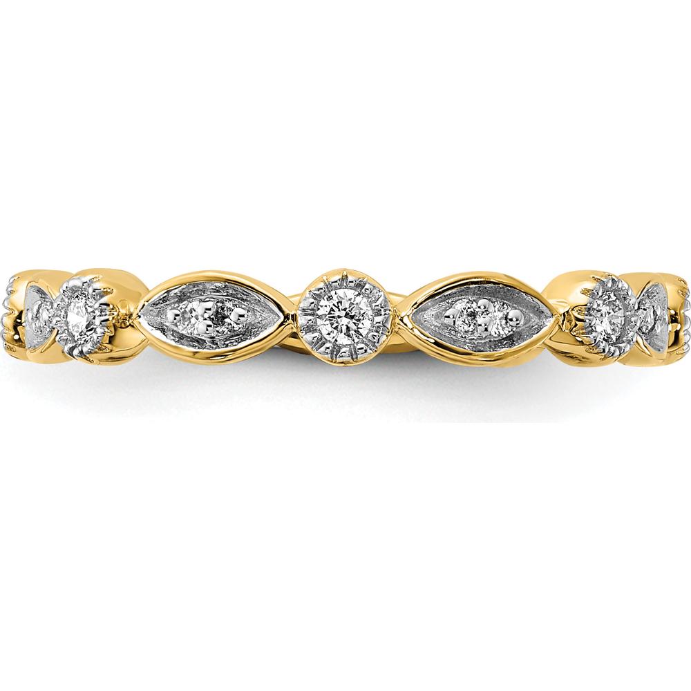 14K Yellow Gold Diamond Fancy Band with Round Cut Diamonds - 0.14 Carat Total Diamond Weight by 0