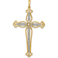 14K Yellow Gold Diamond Fancy Budded Cross Pendant - 1/4 Carat Total Diamond Weight by Monteluci Fine Jewelry