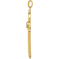 14K Yellow Gold Diamond Fancy Budded Cross Pendant - 1/4 Carat Total Diamond Weight by Monteluci Fine Jewelry