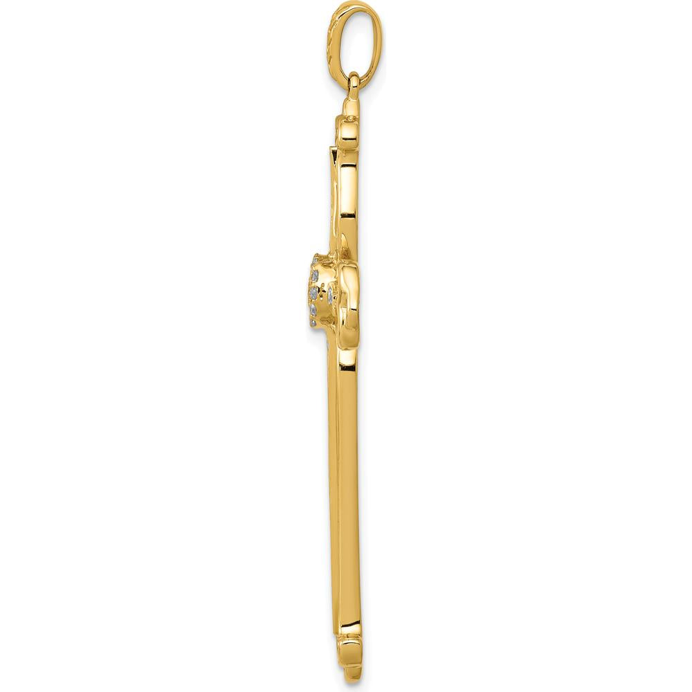 14K Yellow Gold Diamond Fancy Budded Cross Pendant - 1/4 Carat Total Diamond Weight by Monteluci Fine Jewelry