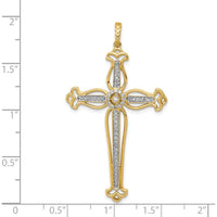 14K Yellow Gold Diamond Fancy Budded Cross Pendant - 1/4 Carat Total Diamond Weight by Monteluci Fine Jewelry